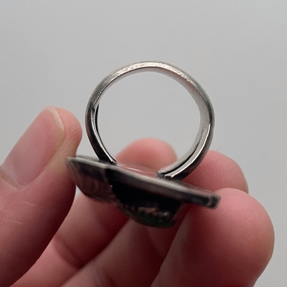 Vintage sterling silver Turquoise coral flower Navajo Ring - Picture 12 of 15